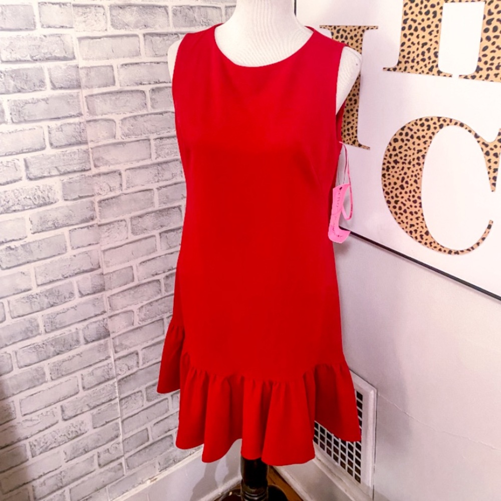 Betsey Johnson NWT red ruffle hem dress size 8